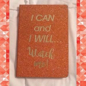5/$25 I Can I Will Watch Me Sparkly Coral Notebook